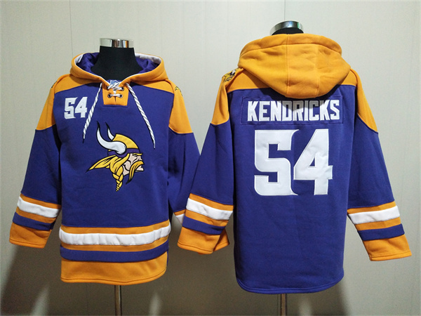 Men's Purple/Yellow Minnesota Vikings #54 Eric Kendricks Ageless Must-Have Lace-Up Pullover Hoodie